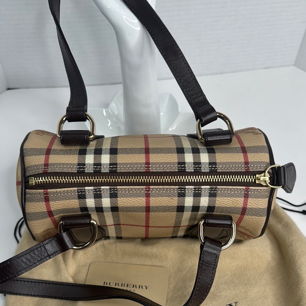 BURBERRY HAYMARKET CHECK BARREL HANDBAG - Picture 4 of 16